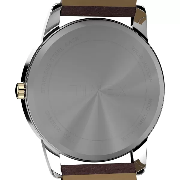 Timex Mens Easy Reader WatchBrownSilverToneBlue35mm