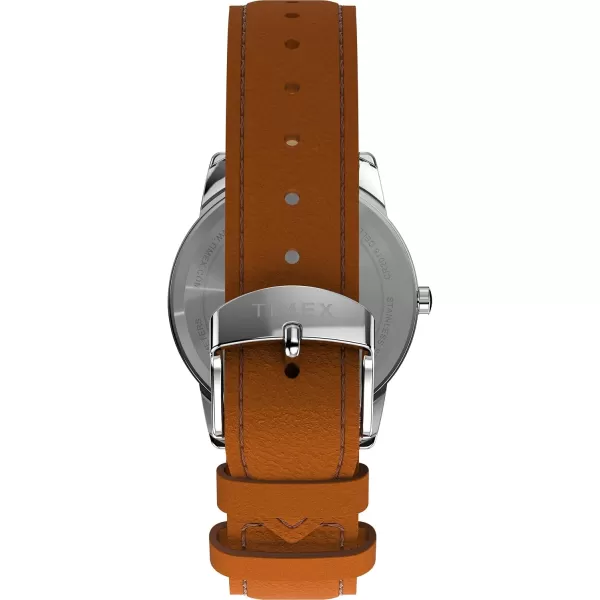 Timex Mens Easy Reader WatchBrownSilverToneGreen35mm