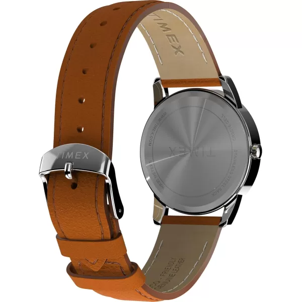 Timex Mens Easy Reader WatchBrownSilverToneGreen35mm