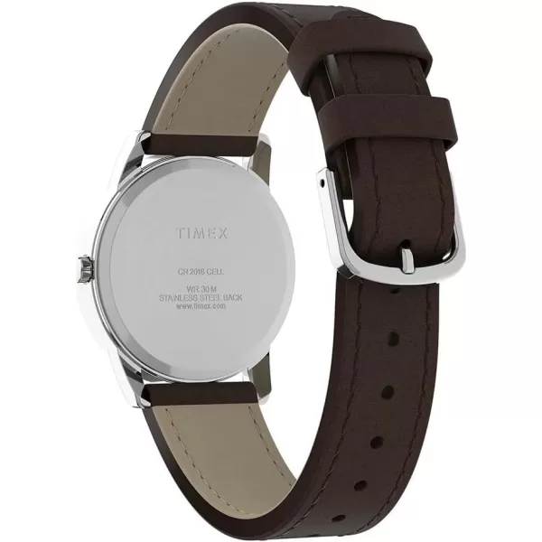 Timex Mens Easy Reader WatchBrownSilverToneWhite35mm