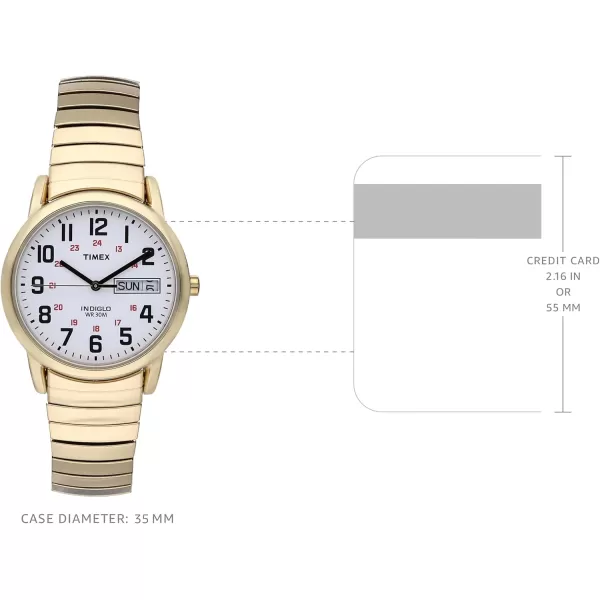 Timex Mens Easy Reader WatchGoldToneGoldToneWhiteB35mm