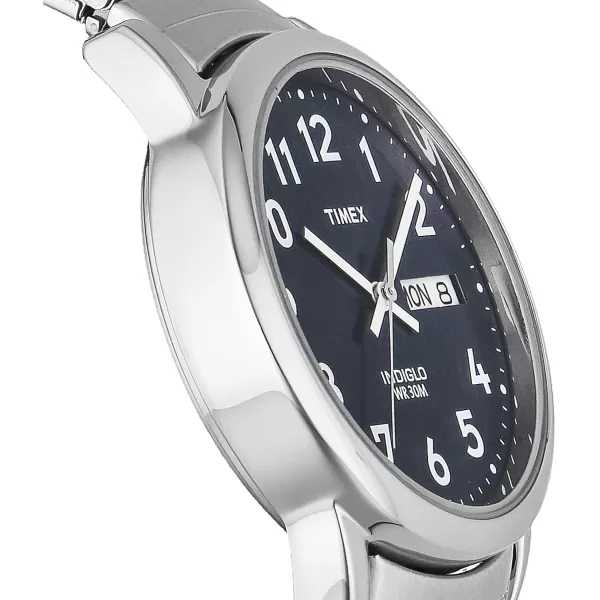 Timex Mens Easy Reader WatchStainless SteelSilverToneBlue35mm
