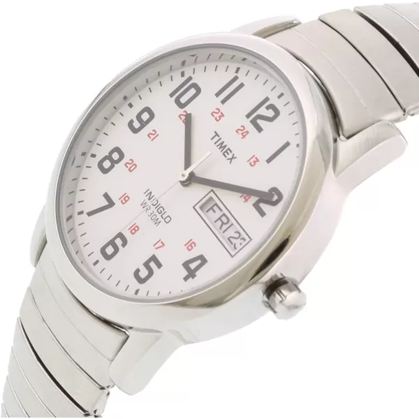 Timex Mens Easy Reader WatchStainless SteelSilverToneWhite35mm