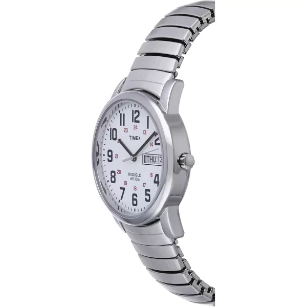 Timex Mens Easy Reader WatchStainless SteelSilverToneWhiteA35mm