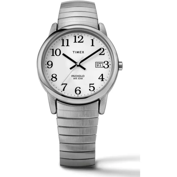 Timex Mens Easy Reader WatchStainless SteelSilverToneWhiteD35mm
