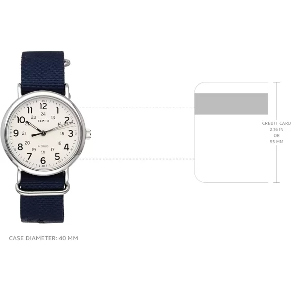 Timex Mens Weekender 40mm WatchBlueCreamSilverTone