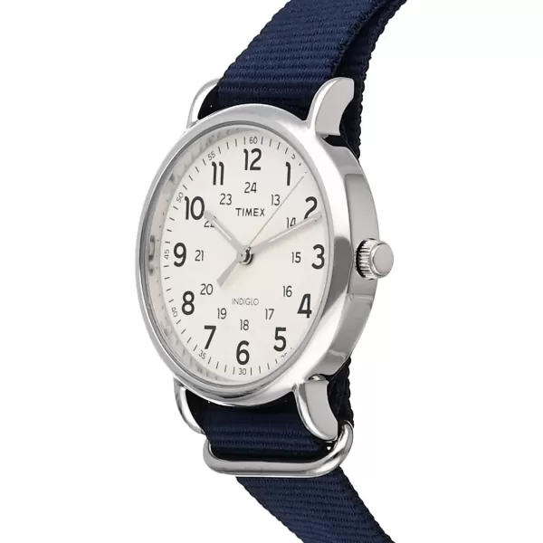 Timex Mens Weekender 40mm WatchBlueCreamSilverTone