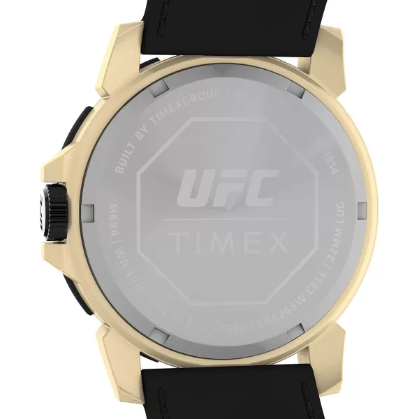 Timex UFC Mens Champ 42mm Watch  Black Strap Black Dial GoldTone Case