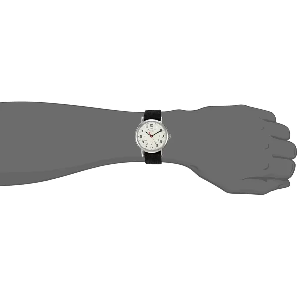 Timex Unisex T2N647 Weekender 38mm Black Nylon SlipBlackCreamSilverTone