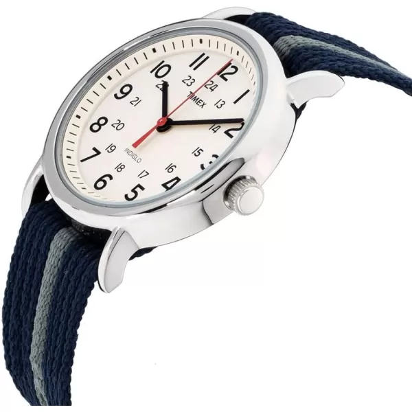 Timex Unisex T2N647 Weekender 38mm Black Nylon SlipBlueWhiteSilverTone