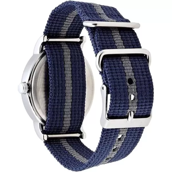 Timex Unisex T2N647 Weekender 38mm Black Nylon SlipBlueWhiteSilverTone