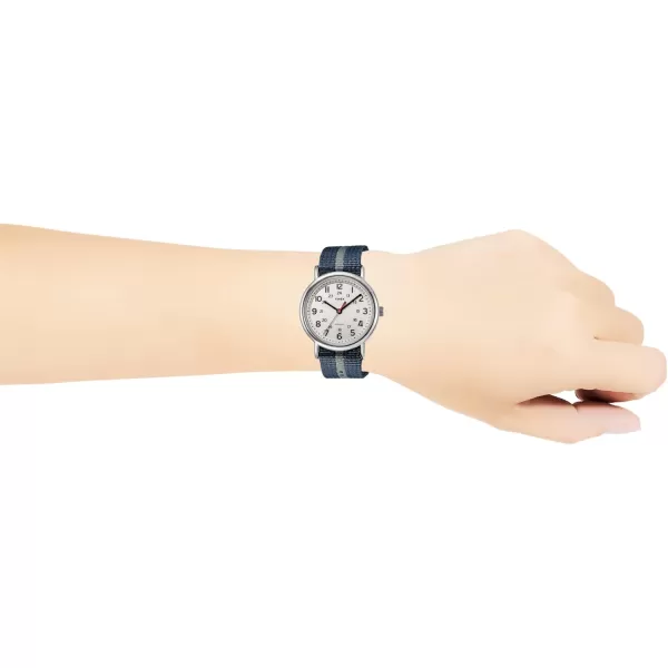 Timex Unisex T2N647 Weekender 38mm Black Nylon SlipBlueWhiteSilverTone