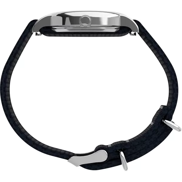 Timex Unisex T2N647 Weekender 38mm Black Nylon SlipBlueWhiteSilverTone