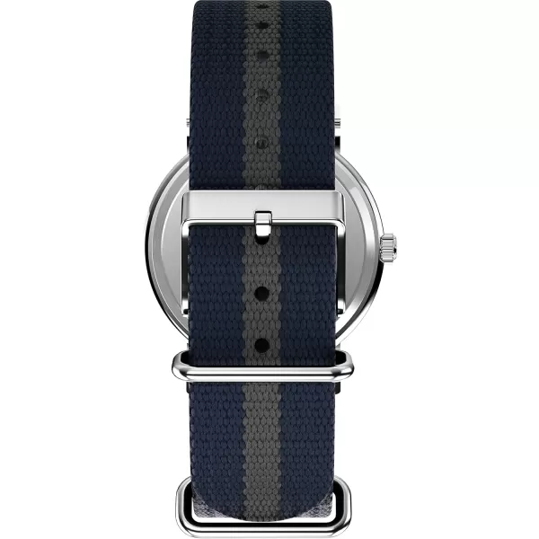 Timex Unisex T2N647 Weekender 38mm Black Nylon SlipBlueWhiteSilverTone