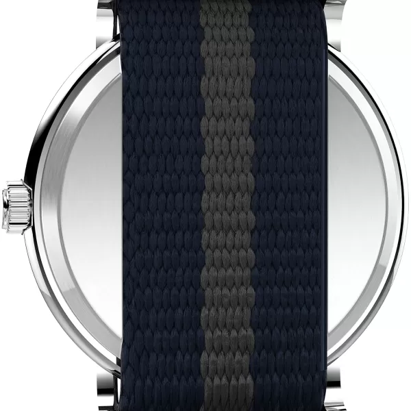 Timex Unisex T2N647 Weekender 38mm Black Nylon SlipBlueWhiteSilverTone