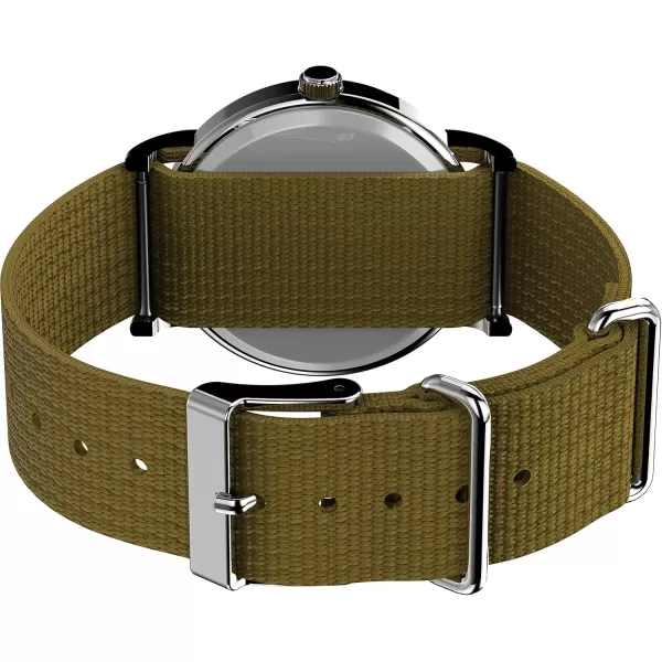 Timex Unisex T2N647 Weekender 38mm Black Nylon SlipGreenWhiteChrome
