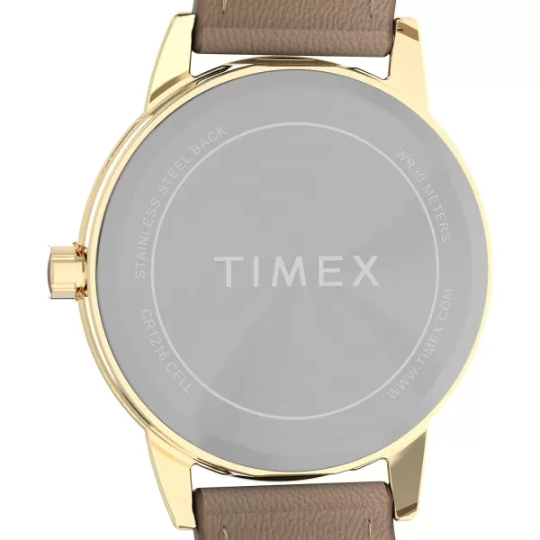 Timex Womens Easy Reader WatchTanGoldToneWhite30mm