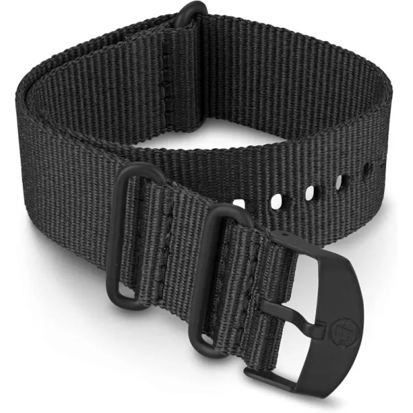 Timex 22mm Fabric DoubleLayer SlipThru Strap  Black with Black BuckleBlackBlack