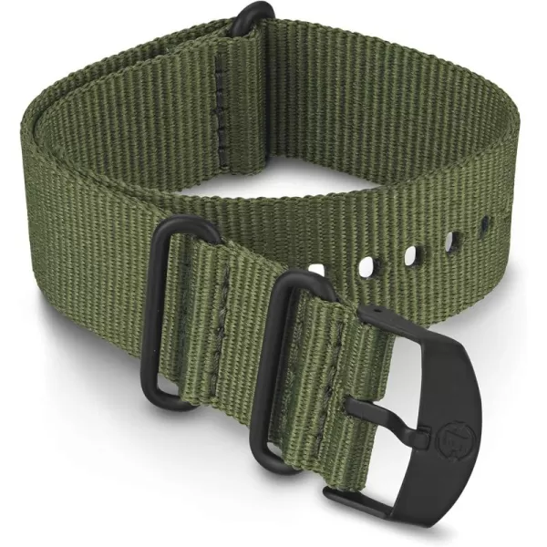 Timex 22mm Fabric DoubleLayer SlipThru Strap  Black with Black BuckleGreenBlack