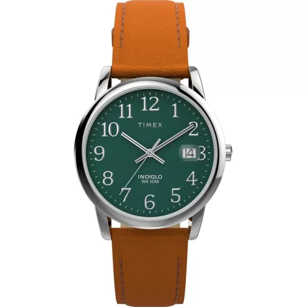 Timex Mens Easy Reader WatchBrownSilverToneGreen35mm