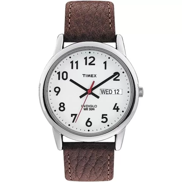 Timex Mens Easy Reader WatchBrownSilverToneWhite35mm