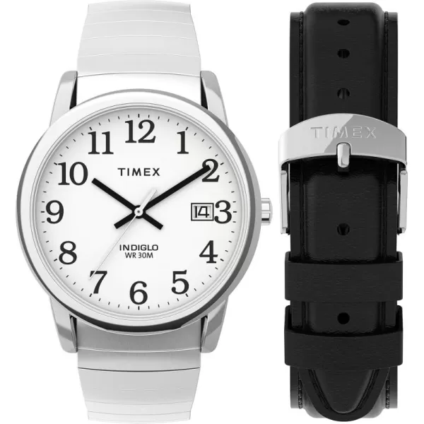 Timex Mens Easy Reader WatchSilverToneSilverToneWhiteD35mm