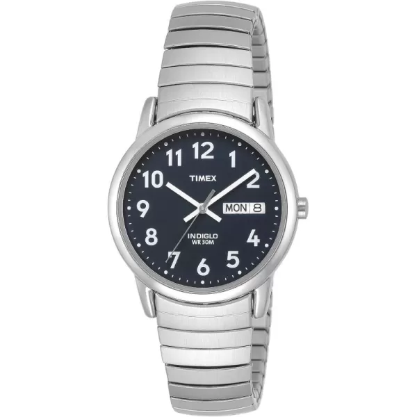 Timex Mens Easy Reader WatchStainless SteelSilverToneBlue35mm