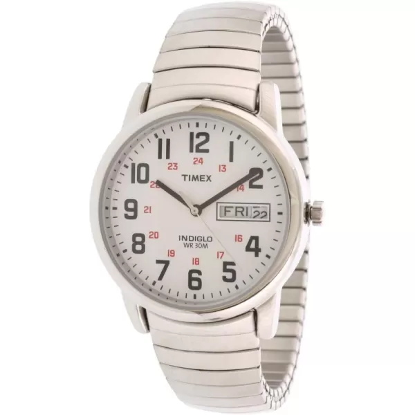 Timex Mens Easy Reader WatchStainless SteelSilverToneWhite35mm