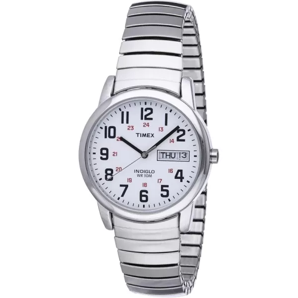 Timex Mens Easy Reader WatchStainless SteelSilverToneWhiteA35mm