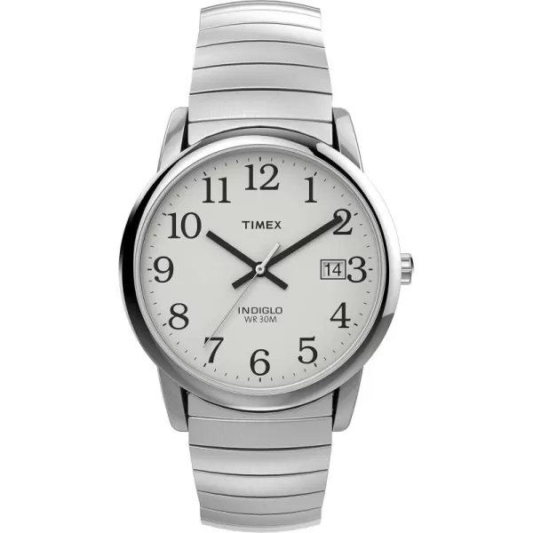 Timex Mens Easy Reader WatchStainless SteelSilverToneWhiteD35mm
