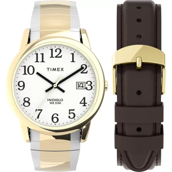 Timex Mens Easy Reader WatchTwoToneGoldToneWhite35mm