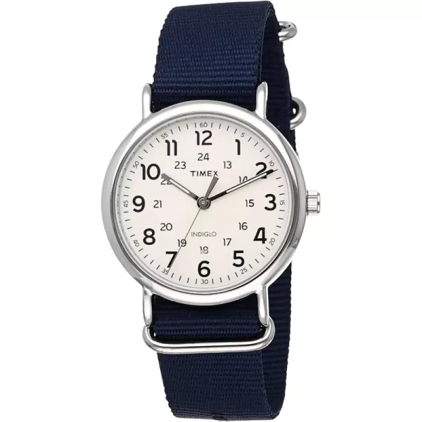 Timex Mens Weekender 40mm WatchBlueCreamSilverTone