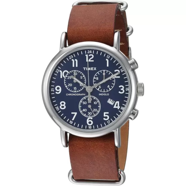 Timex Mens Weekender 40mm WatchBrownSilverBlue