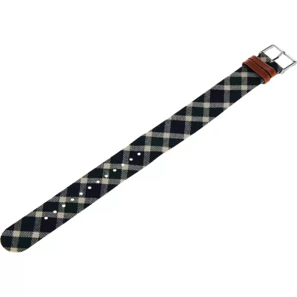 Timex SingleLayer 20mm SlipThru StrapGreen PlaidSilverTone