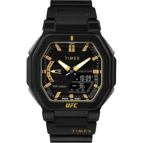 Timex UFC Mens Colossus 45mm WatchBlackGoldTone