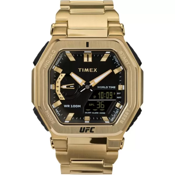 Timex UFC Mens Colossus 45mm WatchGoldToneBlackGoldTone