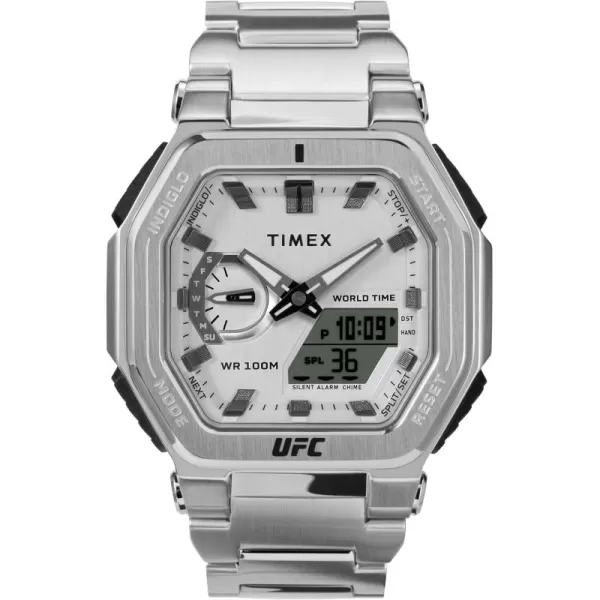 Timex UFC Mens Colossus 45mm WatchSilverToneSilverToneSilverTone