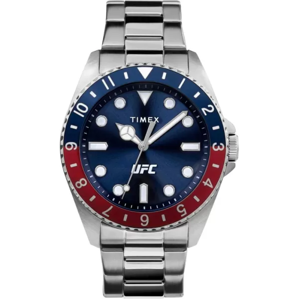 Timex UFC Mens Debut 42mm WatchSilverToneBlueSilverTone
