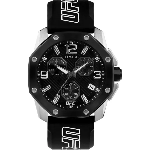 Timex UFC Mens Icon 45mm WatchBlackSilverTone