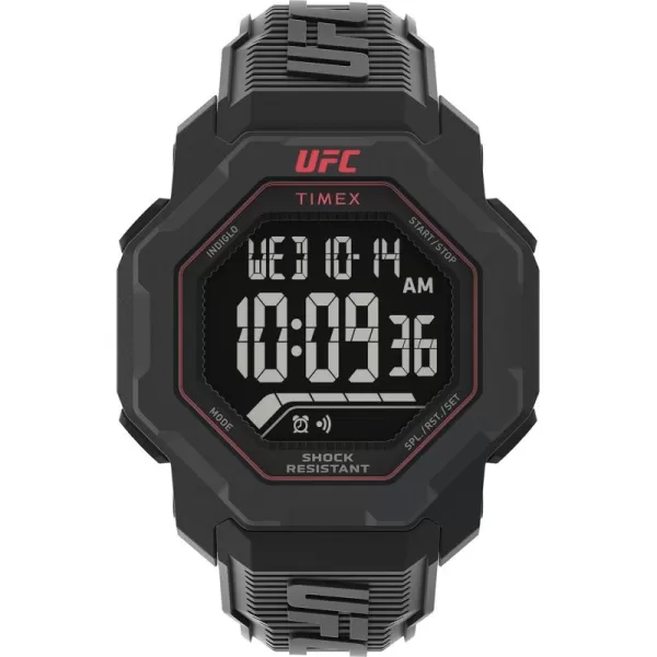 Timex UFC Mens Knockout 48mm WatchBlackDigitalBlackRed