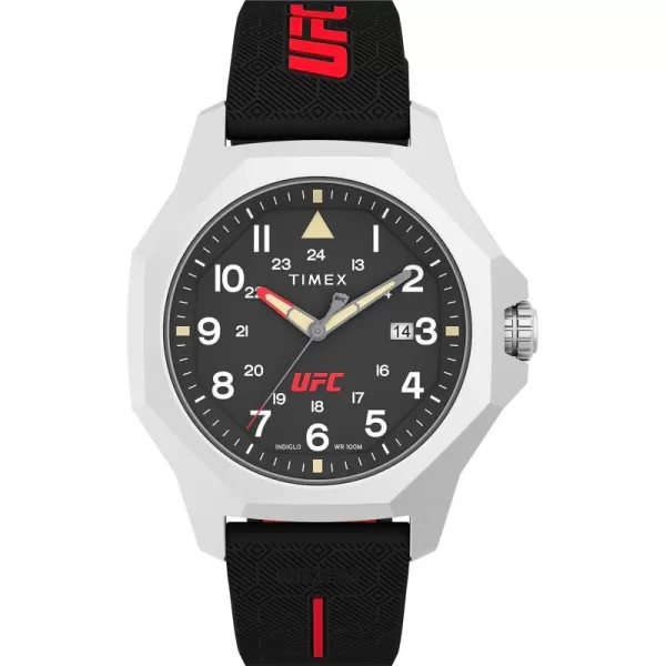 Timex UFC Mens Reveal 41mm WatchBlackBlackSilverTone