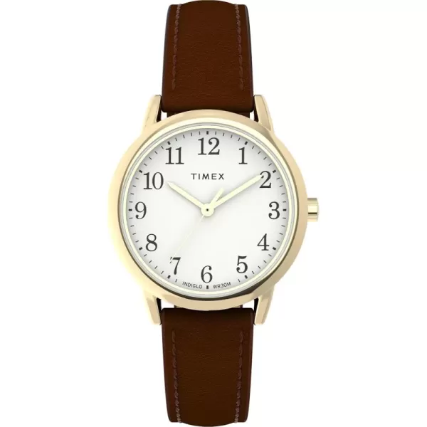 Timex Womens Easy Reader WatchBrownGoldToneWhite30mm
