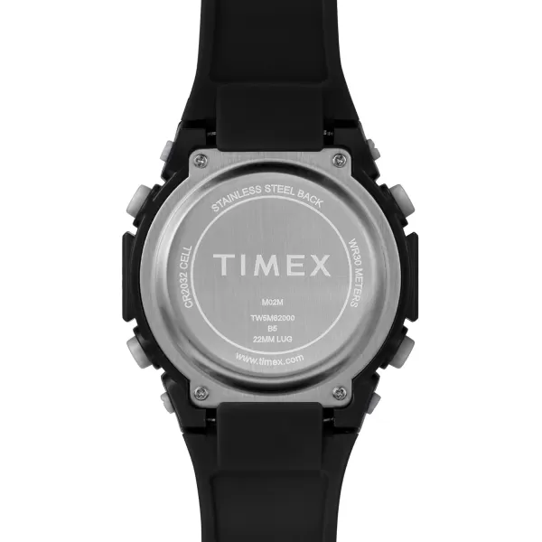 Timex Mens Digital 50mm Watch  Black Strap Digital Dial Black Case