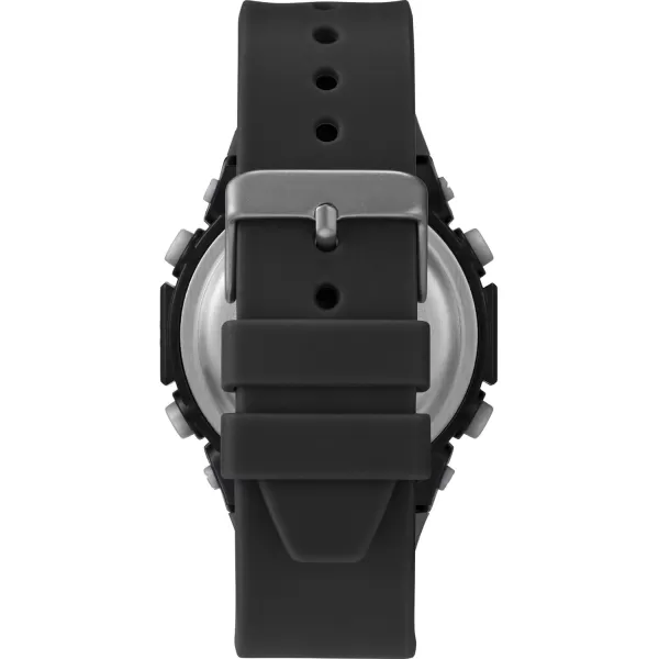 Timex Mens Digital 50mm Watch  Black Strap Digital Dial Black Case