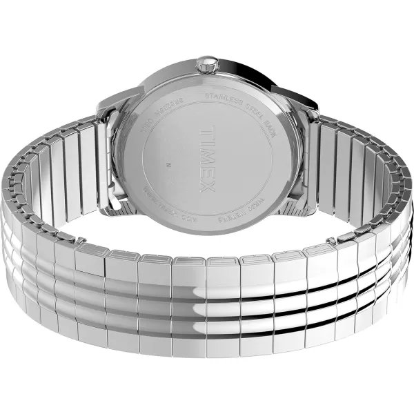 Timex Mens Easy Reader 35mm Perfect Fit WatchSilverToneWhite