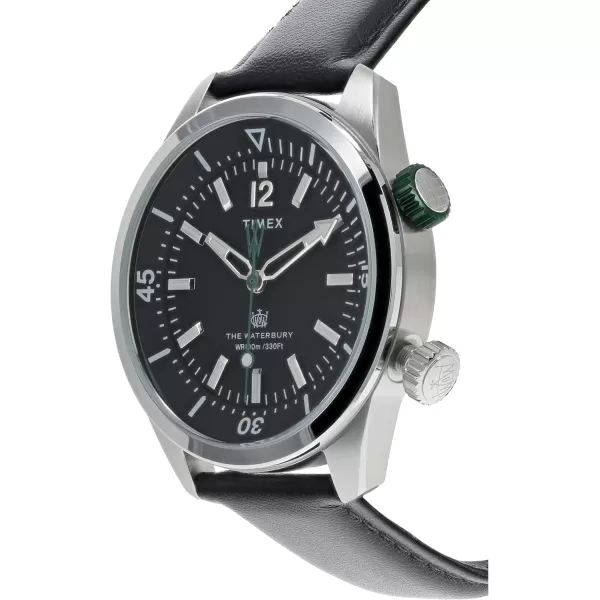 Timex Mens Waterbury Diver Automatic 40mm WatchBlackBlackStainless Steel