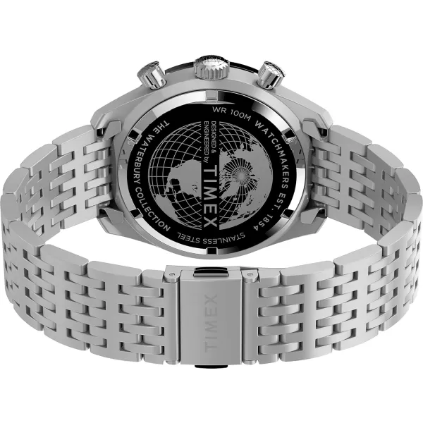 Timex Mens Waterbury Diver Automatic 40mm WatchStainless SteelSilverToneStainless Steel