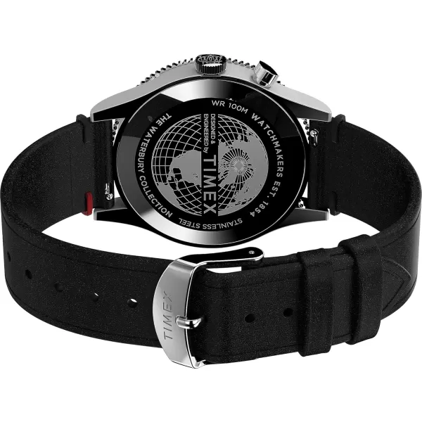 Timex Mens Waterbury Traditional 39mm WatchBlackBlackStainless SteelRed