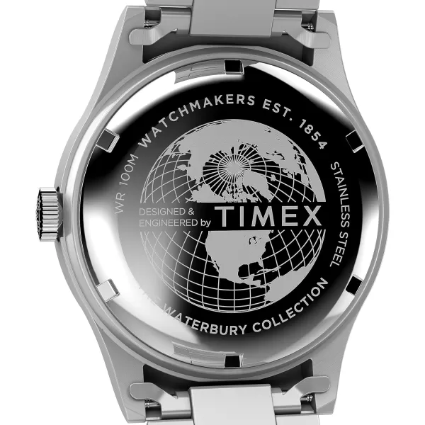 Timex Mens Waterbury Traditional 39mm WatchStainless SteelBlackStainless SteelWhite