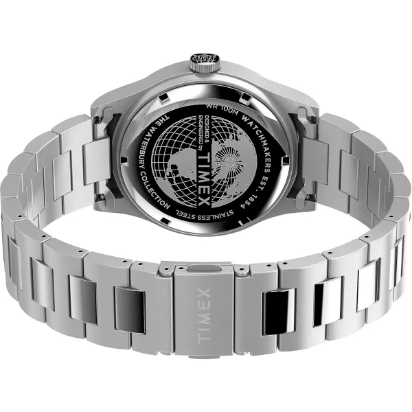 Timex Mens Waterbury Traditional 39mm WatchStainless SteelBlackStainless SteelWhite